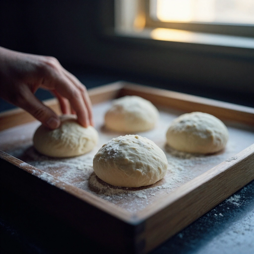 Pâtons en pointe dans un bac en bois, l'un marqué par une empreinte de doigt
